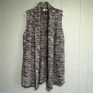 GAP Black and White Marled Textured Long Sweater Vest 100% Cotton Size Small